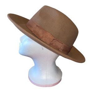 Brown Wool Fedora Western Hat in camel brown NWT